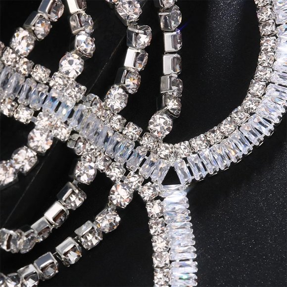 Zircon Multi Layer Hollow Bra Necklace Rhinestone Chest Chain Body Jewelry - Picture 2 of 4